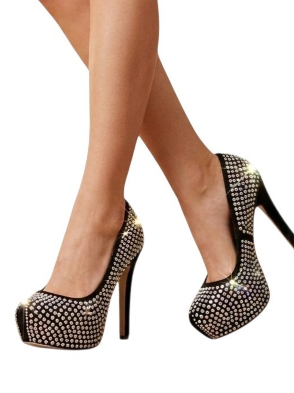 ALBA Marisol Rhinestone Platform High Heels Black Sparkle Size 6.5 NIB